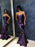 Purple Mermaid Spaghetti Straps Sequins Prom Dresses LBQ3518